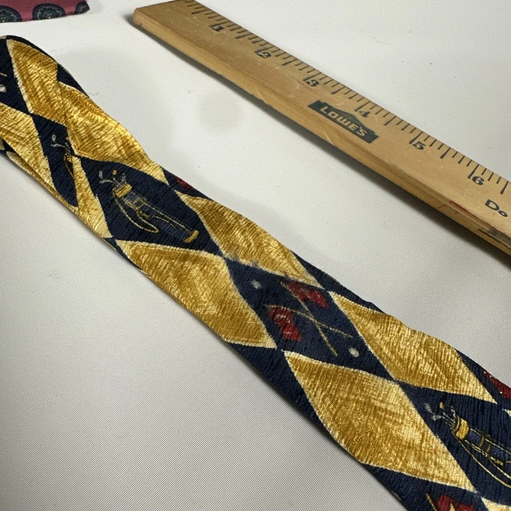 Vintage Jack Nicklaus Golf Novelty Silk Tie Argyle Country Club Preppy Golfer